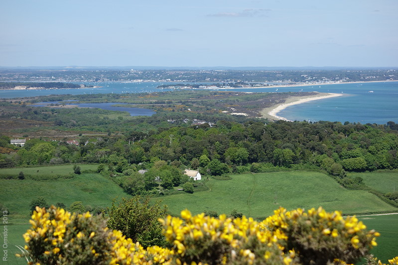 Poole Harbour and Studland Bay from Ballard Down, 1st June 2013.