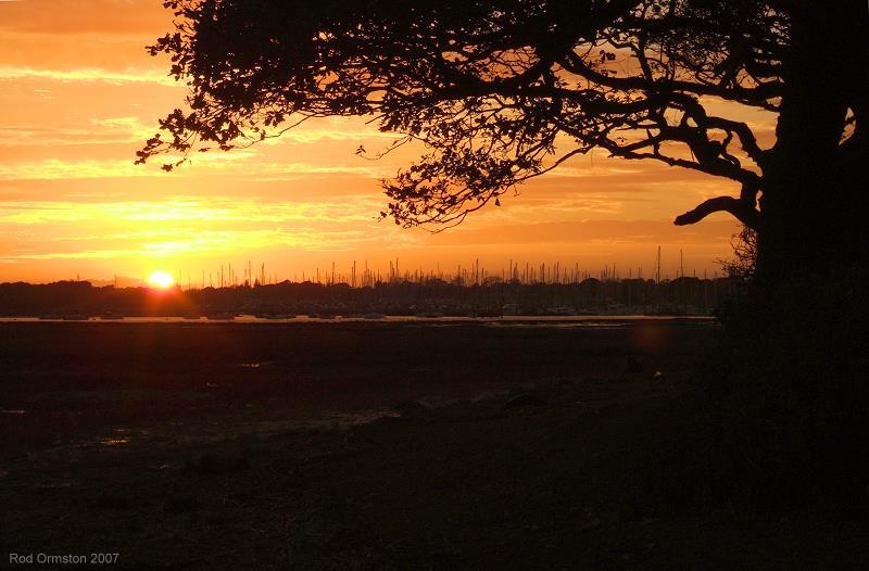 Sunset over the Lymington River and Marinas, October 2007.