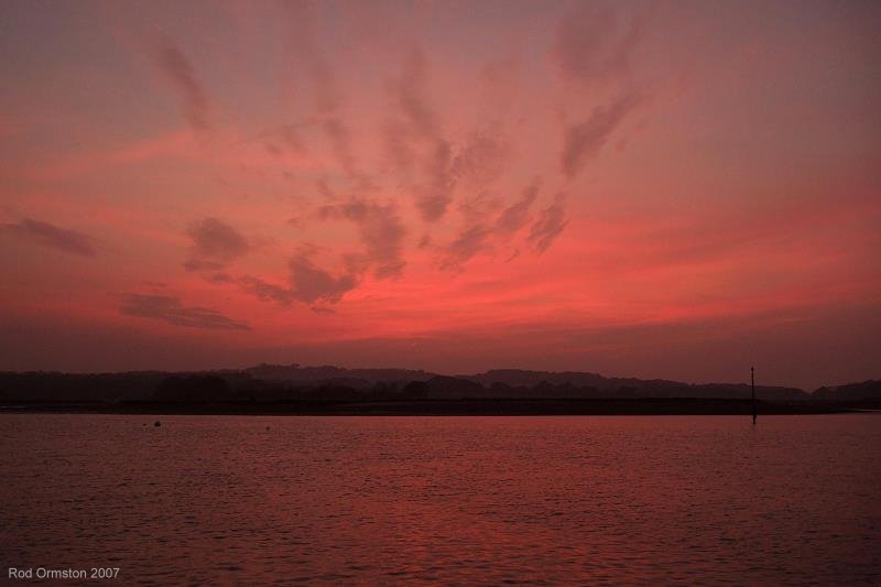 Sunset from the Newtown River, Isle of Wight, October 2007.