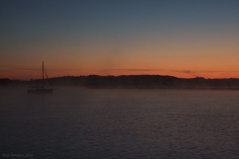 Morning mist & sunrise on the Newtown River, Isle of Wight in October 2010.