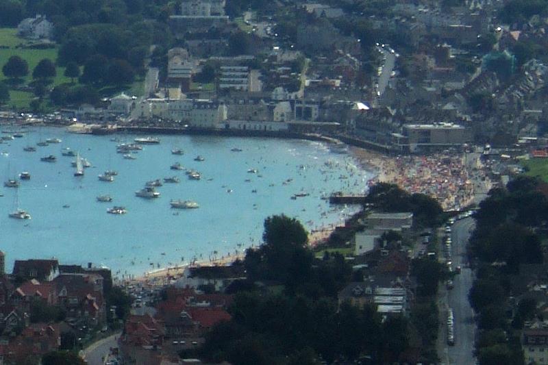 Swanage Beach seen from Ballard Down, 26th August 2007.